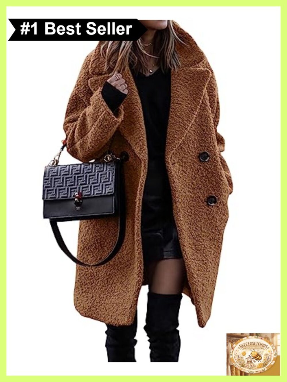 Faux Fur Sherpa Fleece Coat Notched Lapel Double Breasted Winter Jacket